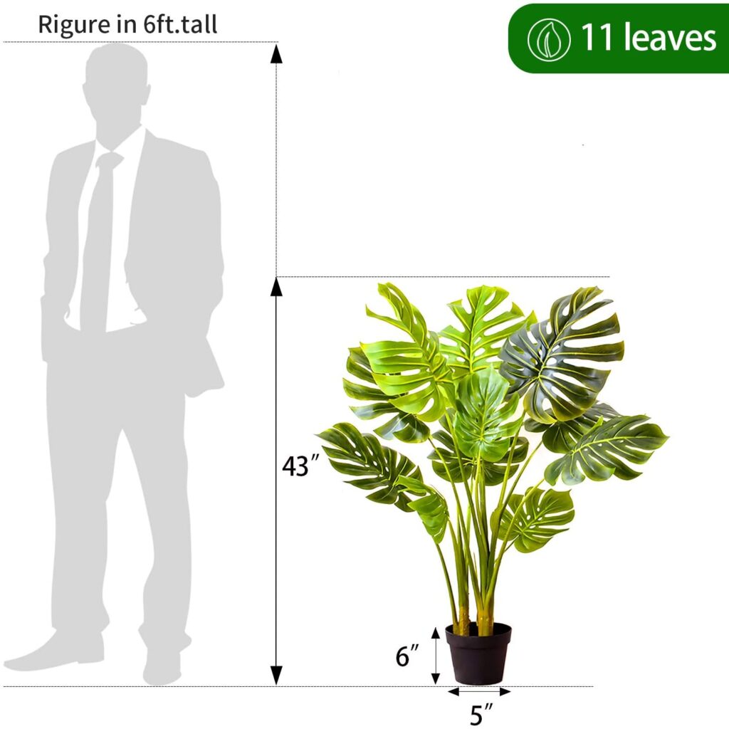 Artificial Monstera Deliciosa Plant Set of Two Elnaz Irby Design